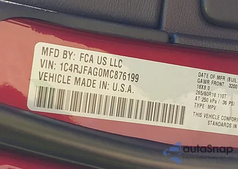 2021 Jeep Grand Cherokee Laredo E 4X4 from USA, damaged, VIN 1C4RJFAG0MC876199
